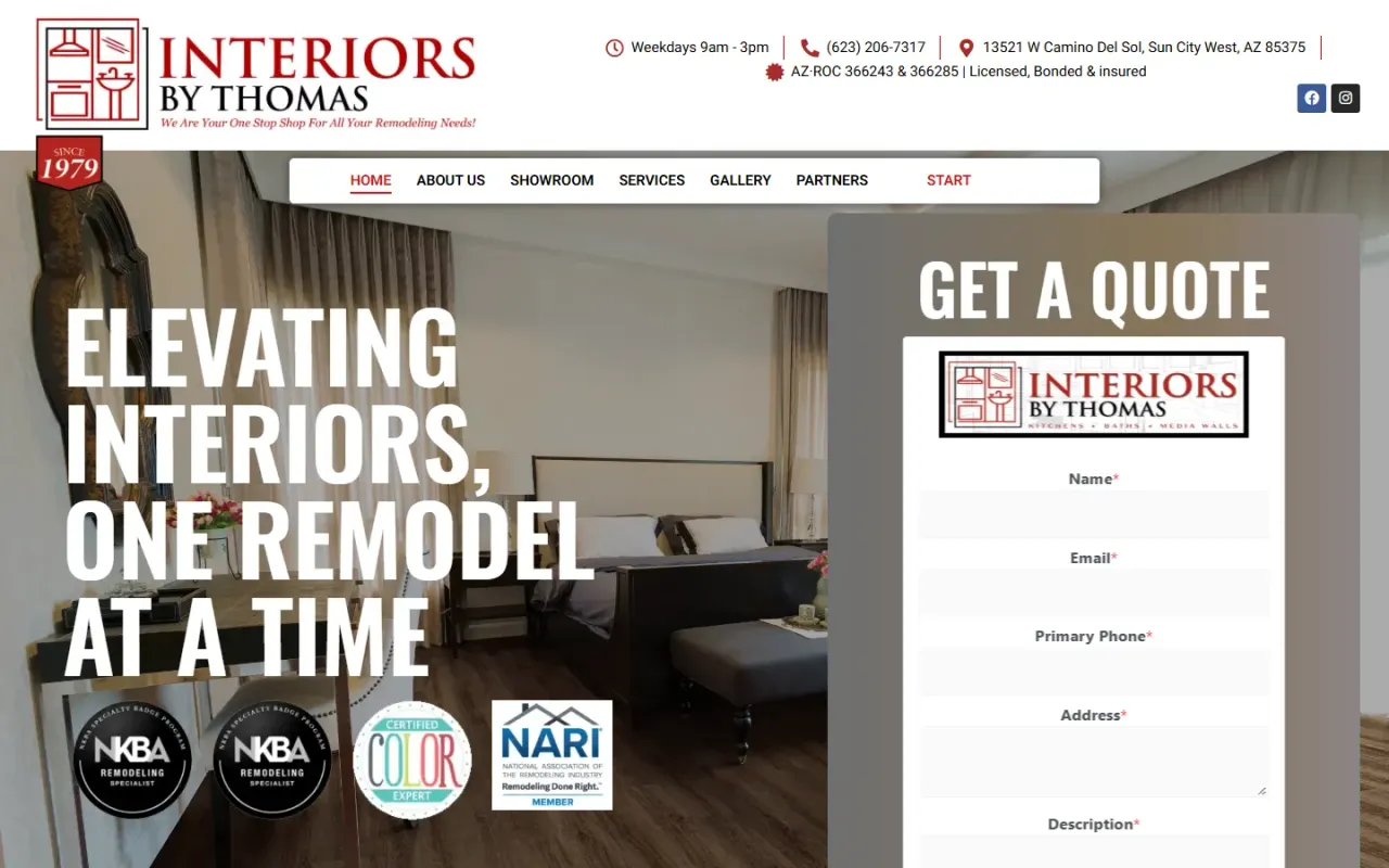 Interiors by Thomas homepage as built