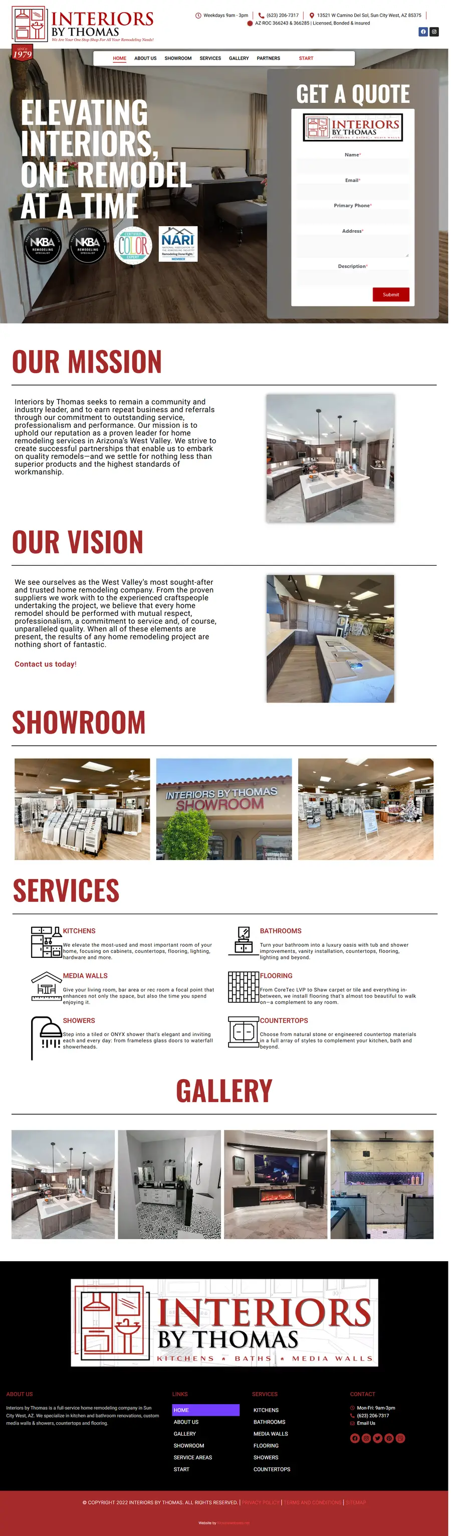 Interiors by Thomas homepage, desktop view