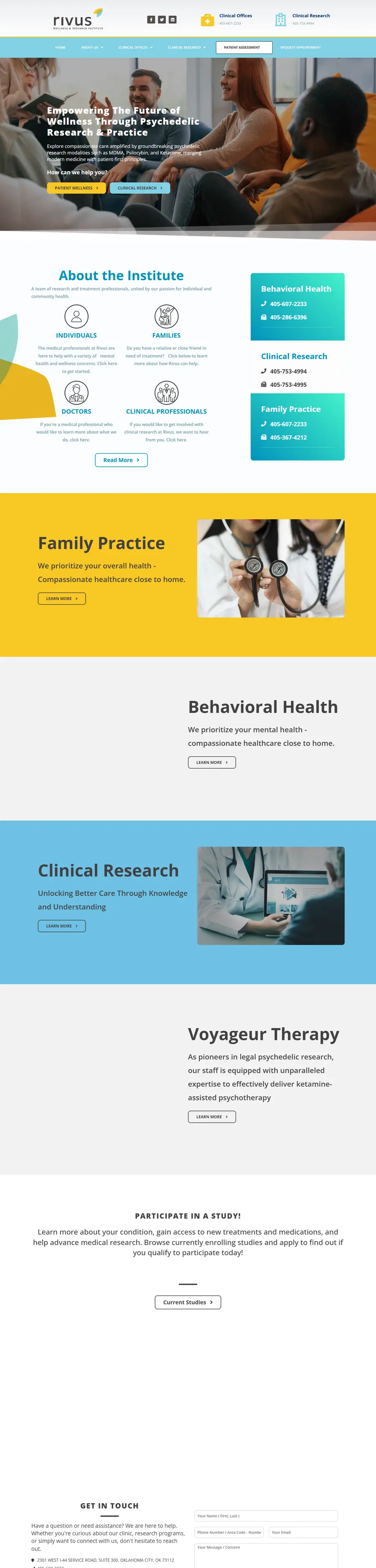 Rivus Institute homepage, desktop view