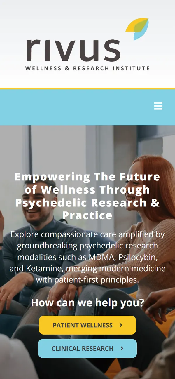 Rivus Institute homepage, mobile view